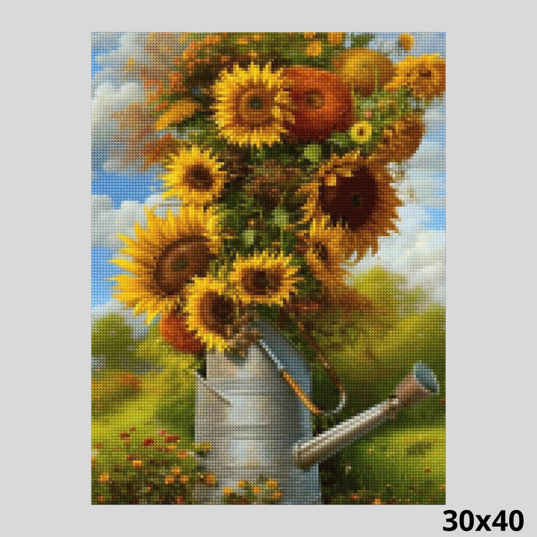 Vintage Idyllic Sunflowers 30x40 Paint with Diamonds