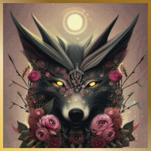 Wolf in Flowers Fantasy Diamond Painting